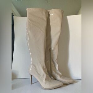 Steve Madden Vinyl Cream Stiletto Boots